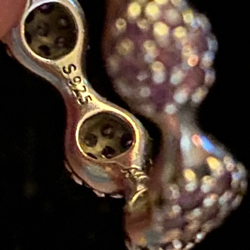 Pandora purple stone sterling silver 925 pods ring in size 8 - Picture 5 of 5